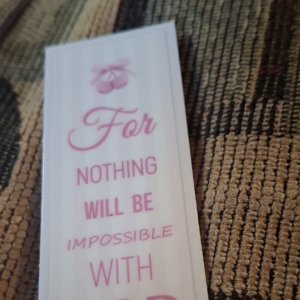 Pink Inspirational Bookmark For Nothing Will Be Impossible Christian Religious